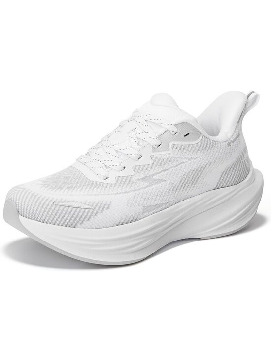 Women\'s White Breathable Walking Shoes Lace-Up Cushioned Support Sneakers